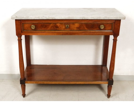 Superb Louis XVI console walnut eighteenth century white marble columns Ant -> Marbre Blanc Dorure Metal Table Superb Louis XVI console walnut eighteenth century white marble columns Ant -> Marbre Blanc Dorure Metal Table