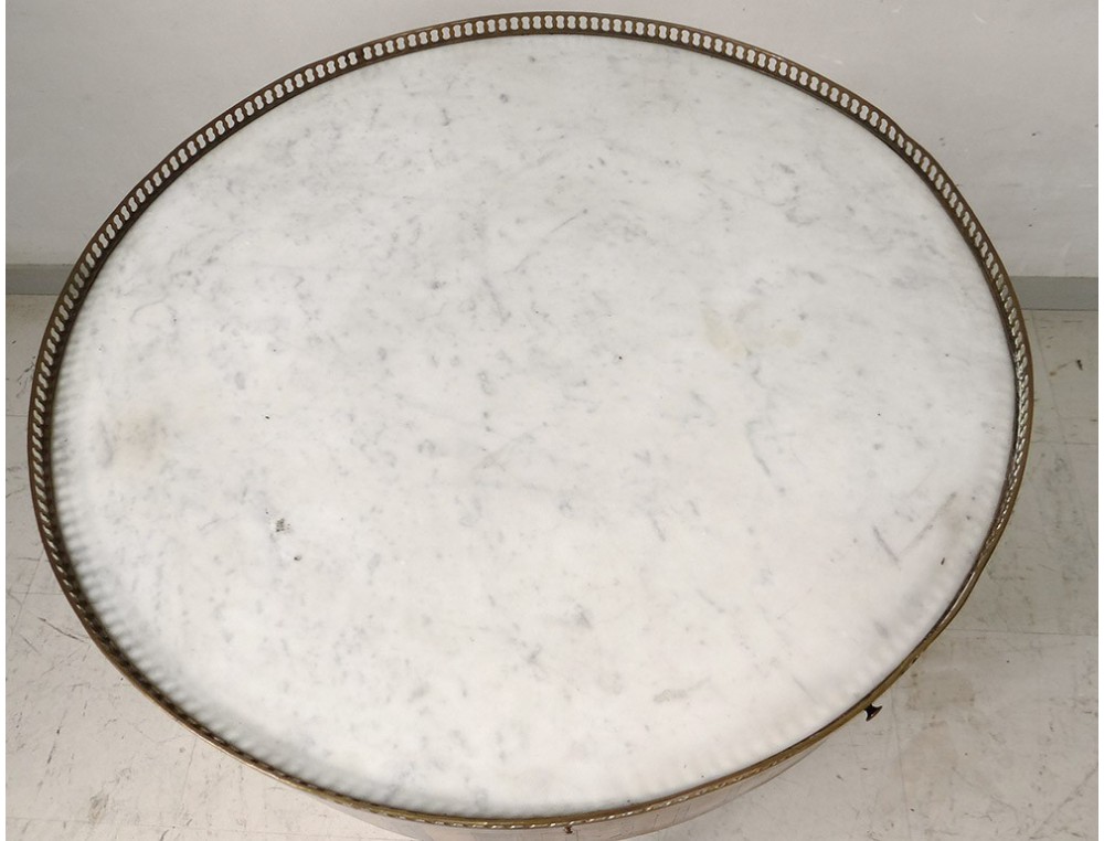 Table bouillotte Louis XVI marqueterie marbre blanc laiton doré XIXème -> Marbre Blanc Dorure Metal Table Table bouillotte Louis XVI marqueterie marbre blanc laiton doré XIXème -> Marbre Blanc Dorure Metal Table