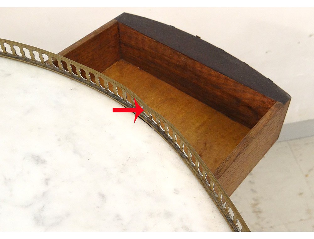 Table bouillotte Louis XVI marqueterie marbre blanc laiton doré XIXème -> Marbre Blanc Dorure Metal Table Table bouillotte Louis XVI marqueterie marbre blanc laiton doré XIXème -> Marbre Blanc Dorure Metal Table