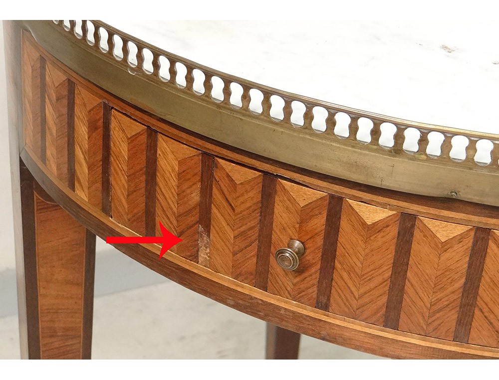 Table bouillotte Louis XVI marqueterie marbre blanc laiton doré XIXème -> Marbre Blanc Dorure Metal Table Table bouillotte Louis XVI marqueterie marbre blanc laiton doré XIXème -> Marbre Blanc Dorure Metal Table