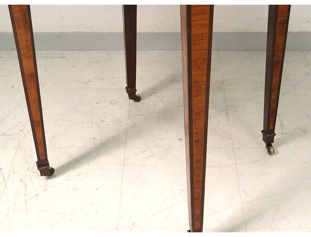 Table bouillotte Louis XVI marqueterie marbre blanc laiton doré XIXème -> Marbre Blanc Dorure Metal Table Table bouillotte Louis XVI marqueterie marbre blanc laiton doré XIXème -> Marbre Blanc Dorure Metal Table