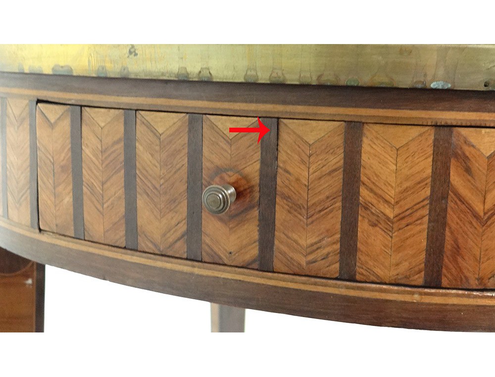 Table bouillotte Louis XVI marqueterie marbre blanc laiton doré XIXème -> Marbre Blanc Dorure Metal Table Table bouillotte Louis XVI marqueterie marbre blanc laiton doré XIXème -> Marbre Blanc Dorure Metal Table