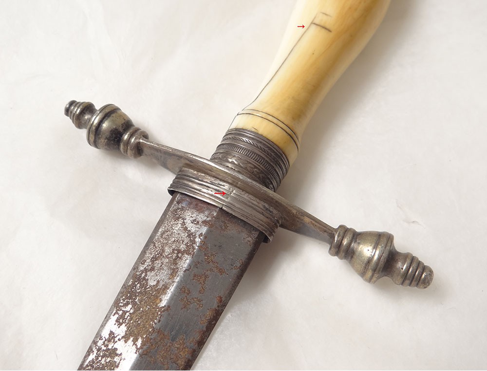 Dagger handle hunt ivory silver bronze century metal