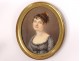 Miniature painted portrait young woman romantic Paingre case galuchat XIX