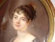 Miniature painted portrait young woman romantic Paingre case galuchat XIX