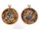 Pair small round frames Bakelite imitation tortoiseshell gilded brass XXth