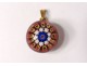 Crystal jewelry pendant Saint-Louis millefiori sulfide gold-plated XXth