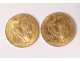5 pieces gold 20 francs 1909 1910 1911 Rooster Marianne Chaplain Republic