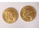 5 pieces gold 20 francs 1909 1910 1911 Rooster Marianne Chaplain Republic
