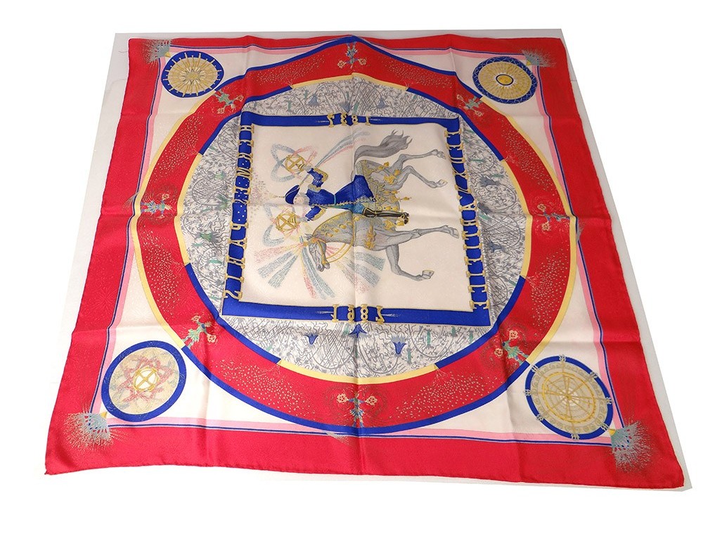 Carré soie foulard Hermès Paris Feux d'artifice cavalier