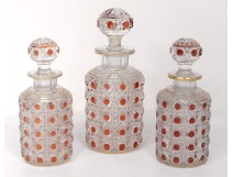 3 bottles of toilet crystal carved Baccarat XIXth century