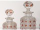 3 bottles of toilet crystal carved Baccarat XIXth century