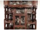 Japanese cabinet Shodana wood carved lacquered snow landscapes signed Meiji 19th