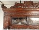 Japanese cabinet Shodana wood carved lacquered snow landscapes signed Meiji 19th