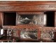 Japanese cabinet Shodana wood carved lacquered snow landscapes signed Meiji 19th