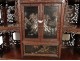 Japanese cabinet Shodana wood carved lacquered snow landscapes signed Meiji 19th