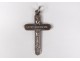 Cross of communion pendant silver solid Mane Nobiscum chalice church XIXth century