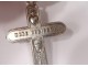 Cross of communion pendant silver solid Mane Nobiscum chalice church XIXth century