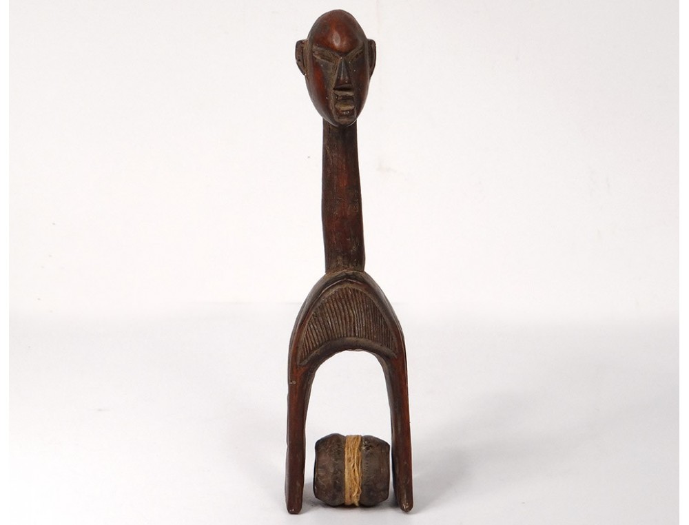 Étrier De Métier à Tisser Dogon (Mali) En Bois Sculpté Forme Féminine - Objet Ancien Authentique