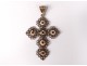 Bressane cross pendant silver vermeil enamel stone jewelry 19th century