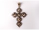 Bressane cross pendant silver vermeil enamel stone jewelry 19th century