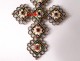 Bressane cross pendant silver vermeil enamel stone jewelry 19th century