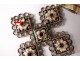 Bressane cross pendant silver vermeil enamel stone jewelry 19th century