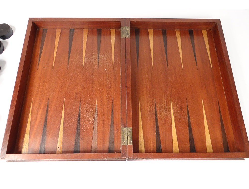Ancien Coffret Jeu De Jacquet / Backgammon En Bois Complet - Occasion Bon état