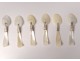 6 caviar spoons carved horn mother of pearl silver metal spoons 19th century