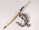 Sterling silver pipe head character man helmet bird soldier nineteenth century