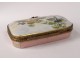 Small pill box porcelain Limoges flowers brass gilding twentieth century