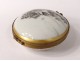 Small pill box porcelain Limoges flowers brass gilding twentieth century