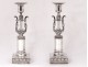 Pair candlesticks solid Swedish lyre masks Sweden 1833 silver nineteenth