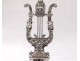 Pair candlesticks solid Swedish lyre masks Sweden 1833 silver nineteenth