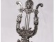 Pair candlesticks solid Swedish lyre masks Sweden 1833 silver nineteenth