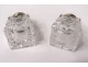 Pair of crystal salt shakers sterling silver enamel norwegian Norway twentieth