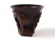 Small miniature libation cup horn China plum flowers XVIIth XVIII