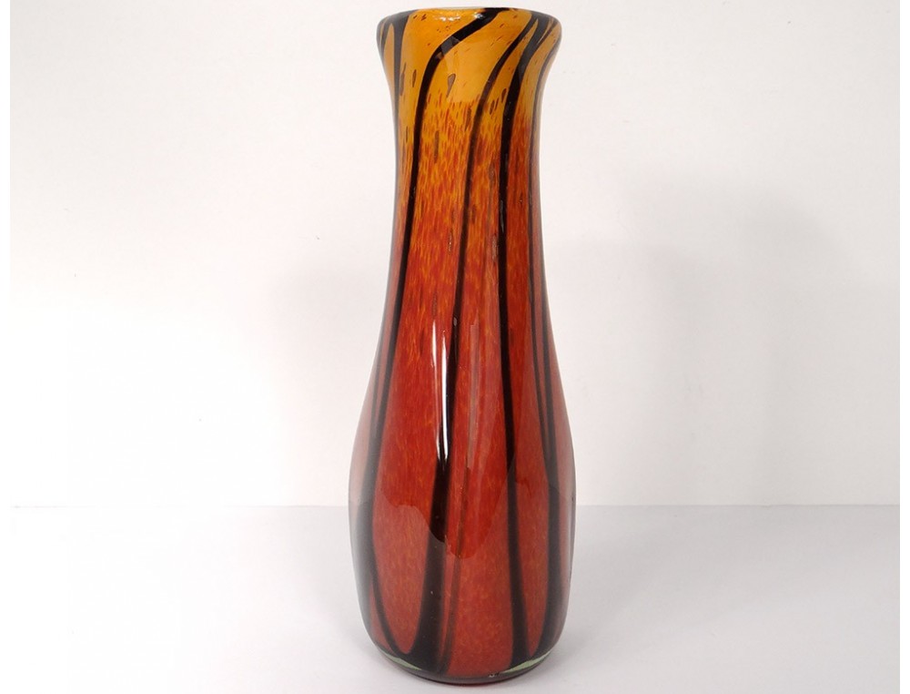 Vase Coloré Verre Soufflé Style Murano Art Fait à la Main Hauteur 30 CM