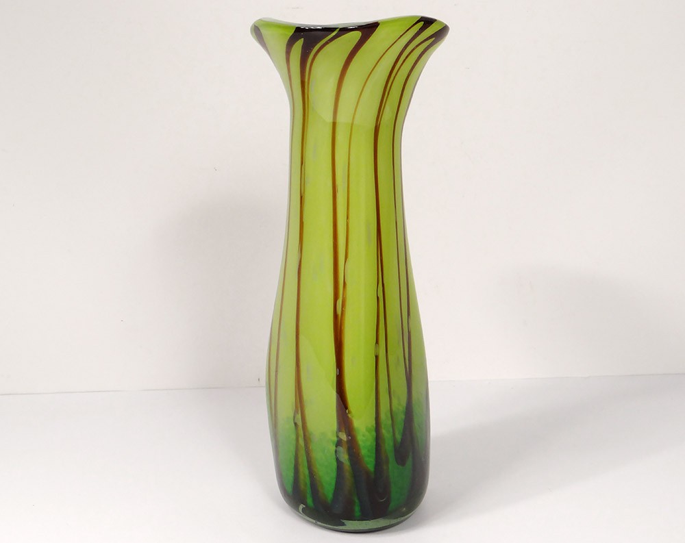 Vase verre soufflé Murano Venise Italie F. Silviy italian XXème siècle