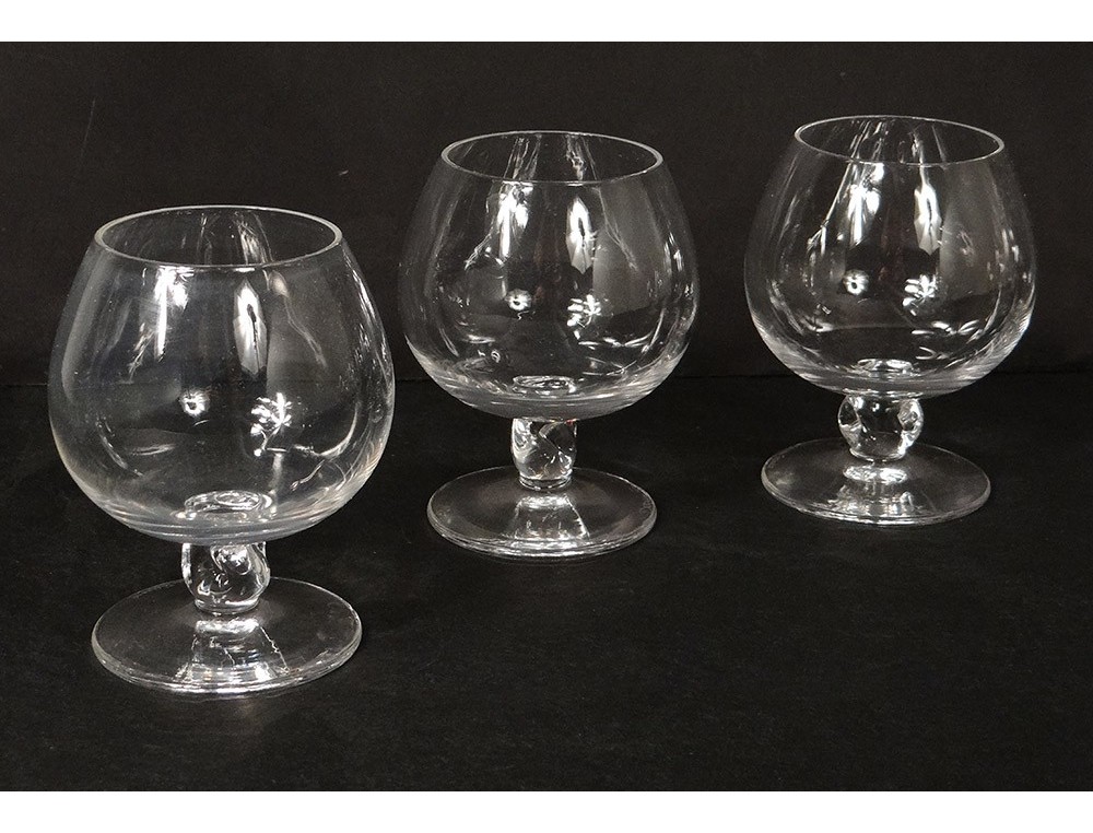 signés. 6 verres à vodka/shot/shoorter cristal Daum modèle Boléro 