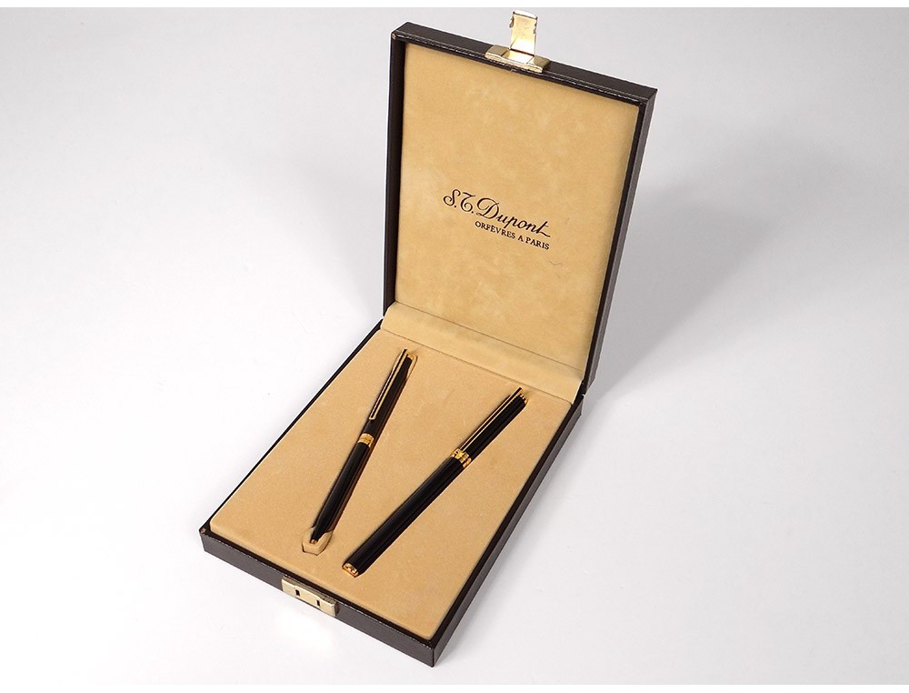 Stylo Plume Dupont Ancien Laque De Chine Sur Argent, Plume Or 18k, Ambre