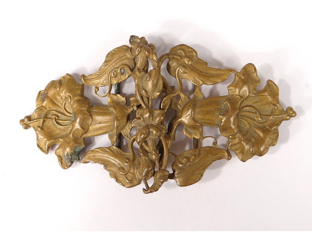 boucle de ceinture ovale à motif floral et strass couleur argent vieilli Fronhofer Boucle de ceinture ovale fleur 17419