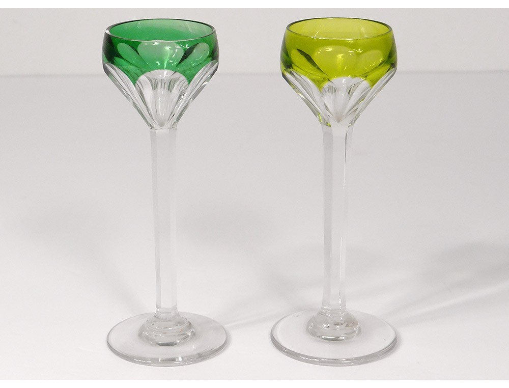 5 glasses porto crystal cut color Saint-Louis model Bristol twentieth
