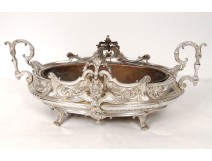 Planter silvered bronze mascaron cherub foliage flowers nineteenth century