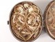 Reliquary locket double 4 sides silver Saints paperolle Virgin eighteenth