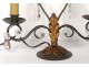 Pair of candelabra 2 lights wrought iron crystal pendants twentieth century