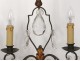 Pair of candelabra 2 lights wrought iron crystal pendants twentieth century