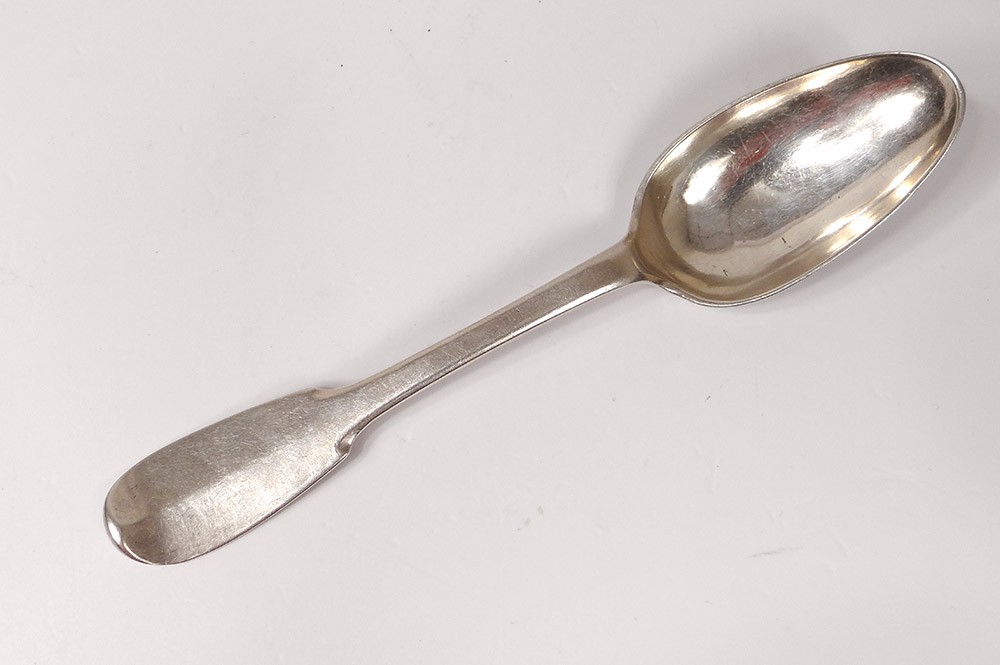 Cuillère à Ragoût En Argent Massif Modèle Coquille XVIIIe Avec Blason Et Poincons Fermiers Generaux