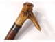 Old Cane Folk Art Wood Pommel Horn Character Cane Nineteenth Century