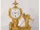 Small clock to the gardener gilt bronze column snail Farret clock nineteenth